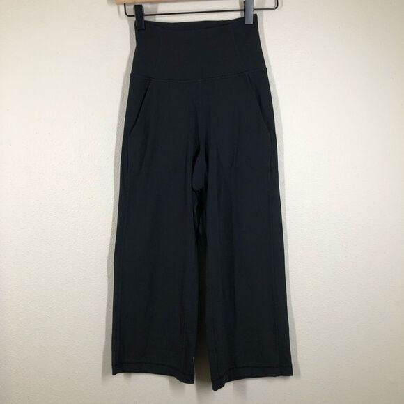 Lululemon Align Wide Leg Super-High-Rise Crop 23" Yoga Workout Solid Black 0 - Picture 1 of 5